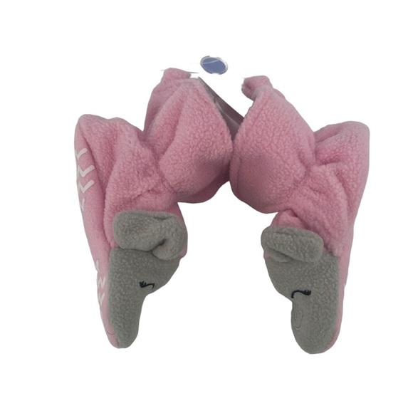 NWT Hudson Baby Pink Gray Elephant Fleece Booty Slippers Size 18-24 Months - Picture 3 of 6